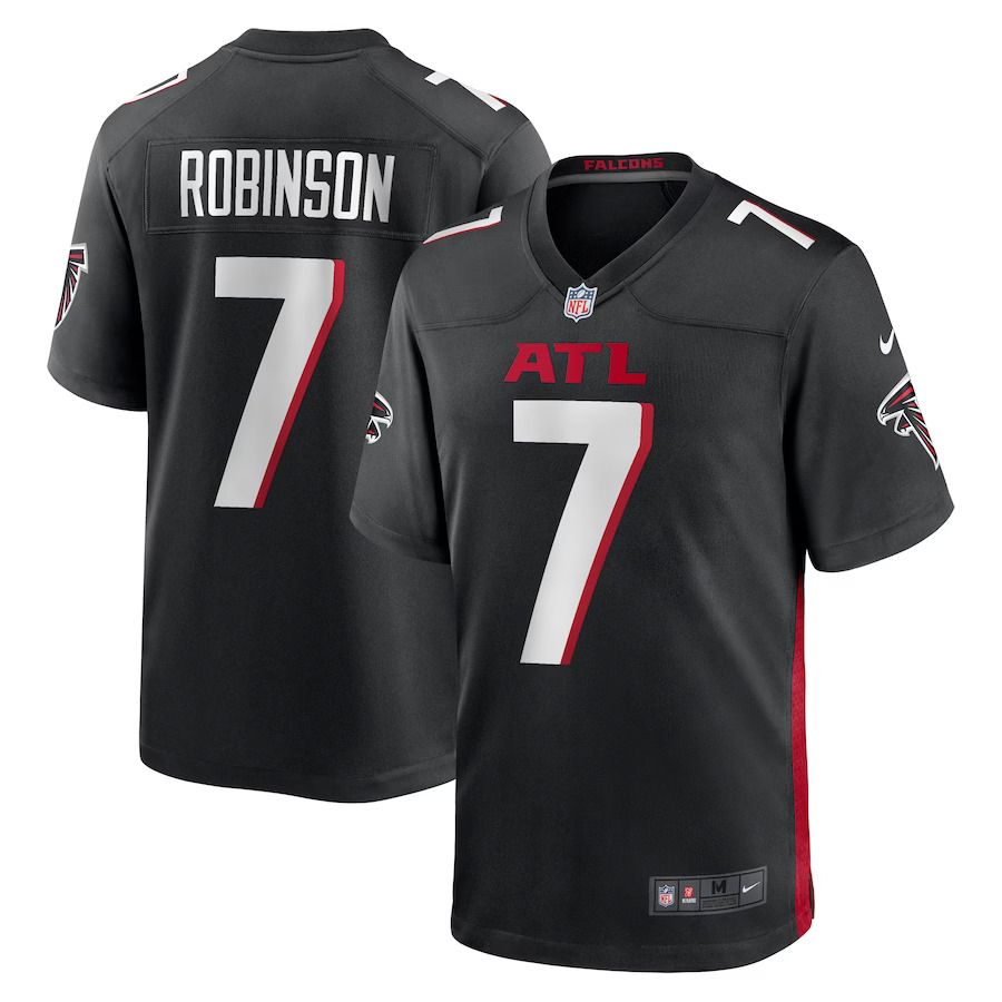 Men Atlanta Falcons #7 Bijan Robinson Nike Black 2023 NFL Draft First Round Pick Game Jersey